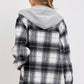 Classic Plaid Hooded Shacket: IVORY/BLACK