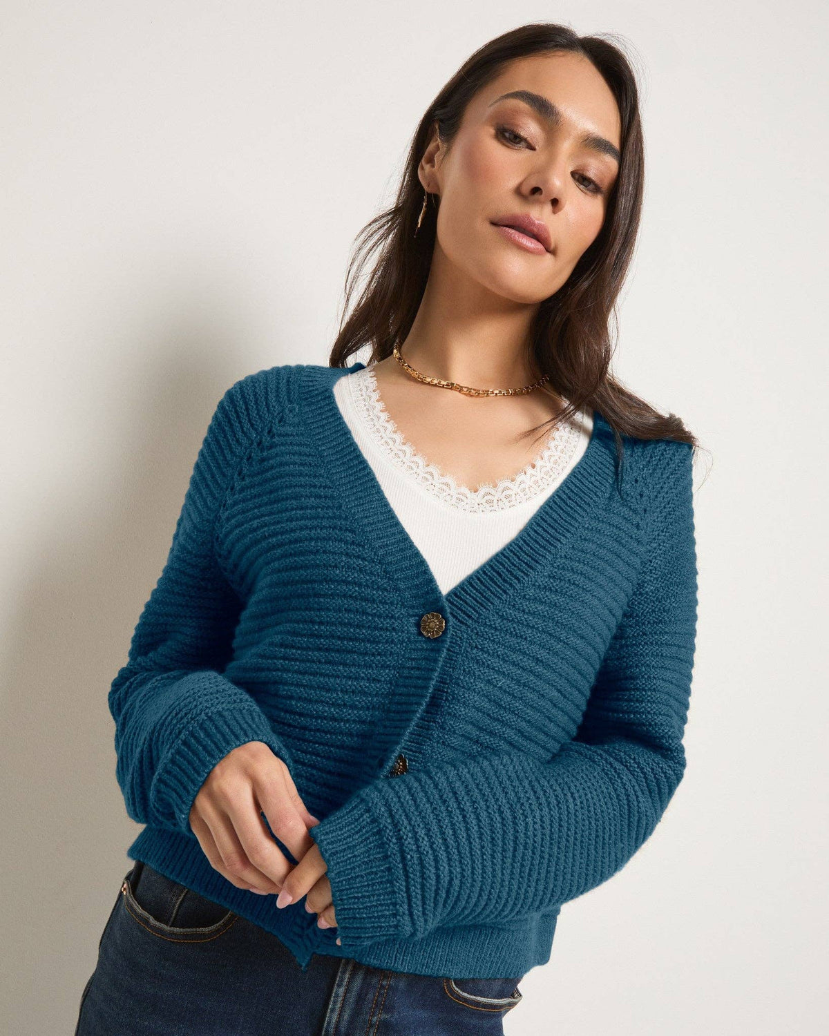 Seventy Eight and Sunny (SEAS) - Meadow Cardigan: Sea Grass / L