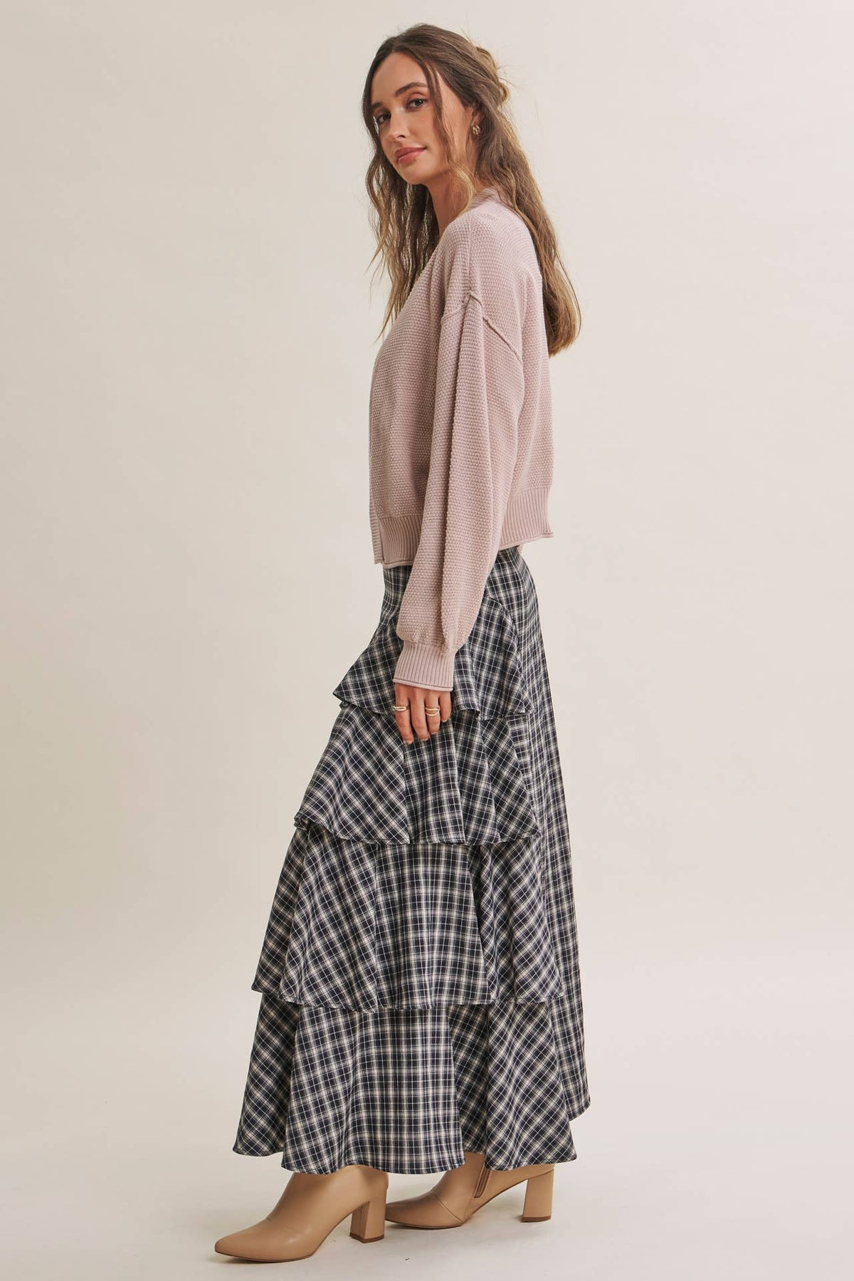 in february - EVERYDAY ESEENTIAL EASY LAYERING BALLOON SLV WAFFLE CARDIGAN: ROSEWOOD / S