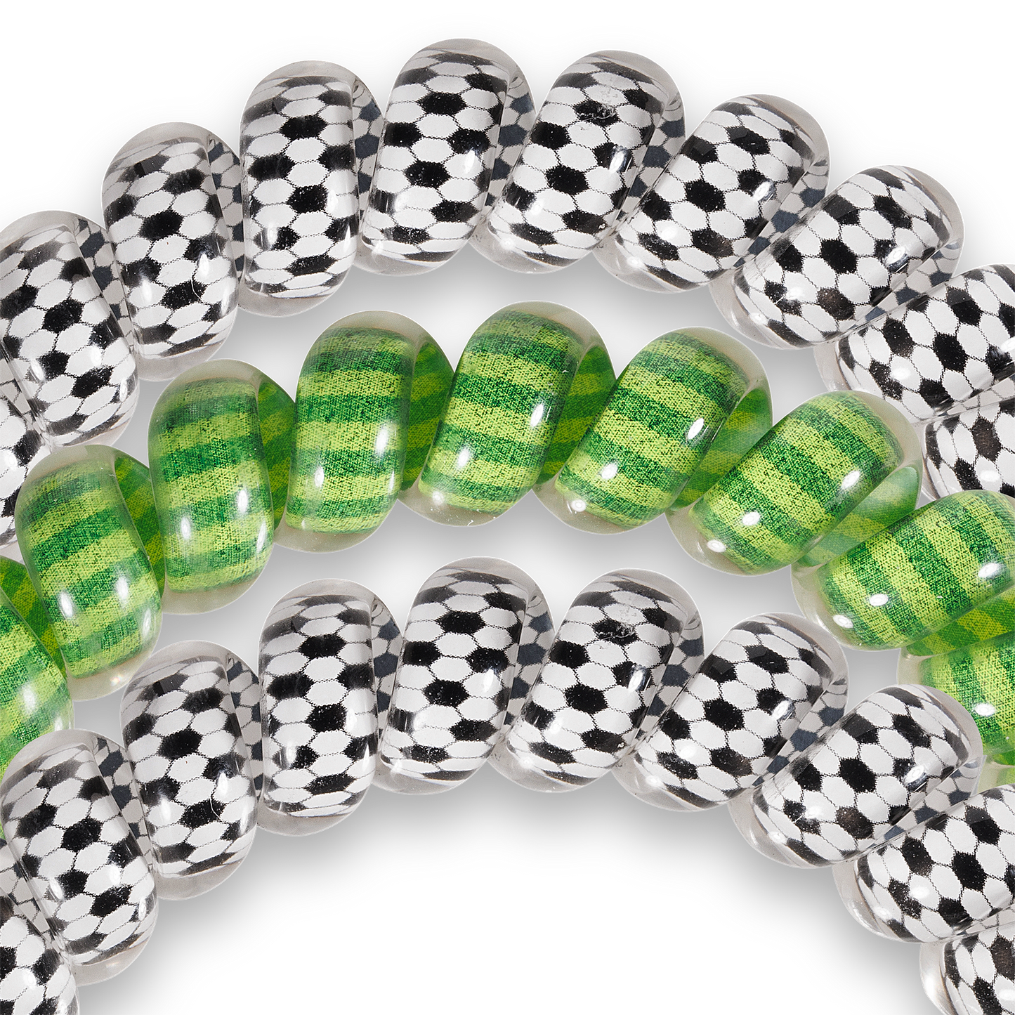 TELETIES - Spiral Hair Coils | Large | Soccer Hair Ties