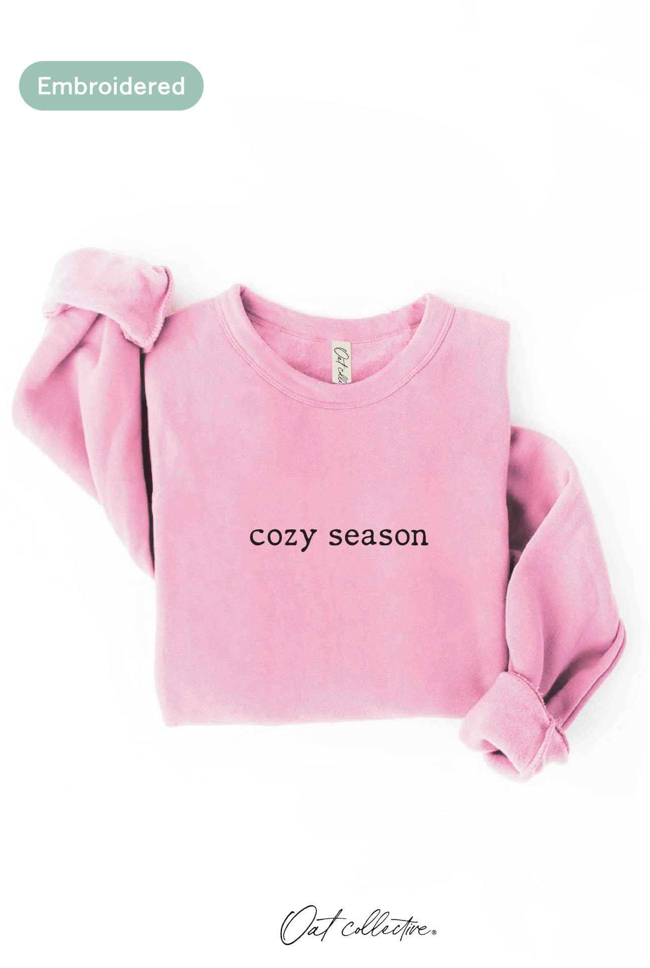 OAT COLLECTIVE - EMBROIDERED COZY SEASON Sweatshirt : VINTAGE WHITE LONG SLEEVE / M