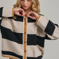 BON - WIDE STRIPE EVERYDAY COZY FALL SWEATER CARDIGAN_JLT00445-01: BLUE/BROWN / S-M-L(2-2-2)