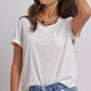 Urban Daizy - Rolled Sleeve V-Neck Pocket Tee: IVORY / S-2/M-2/L-2