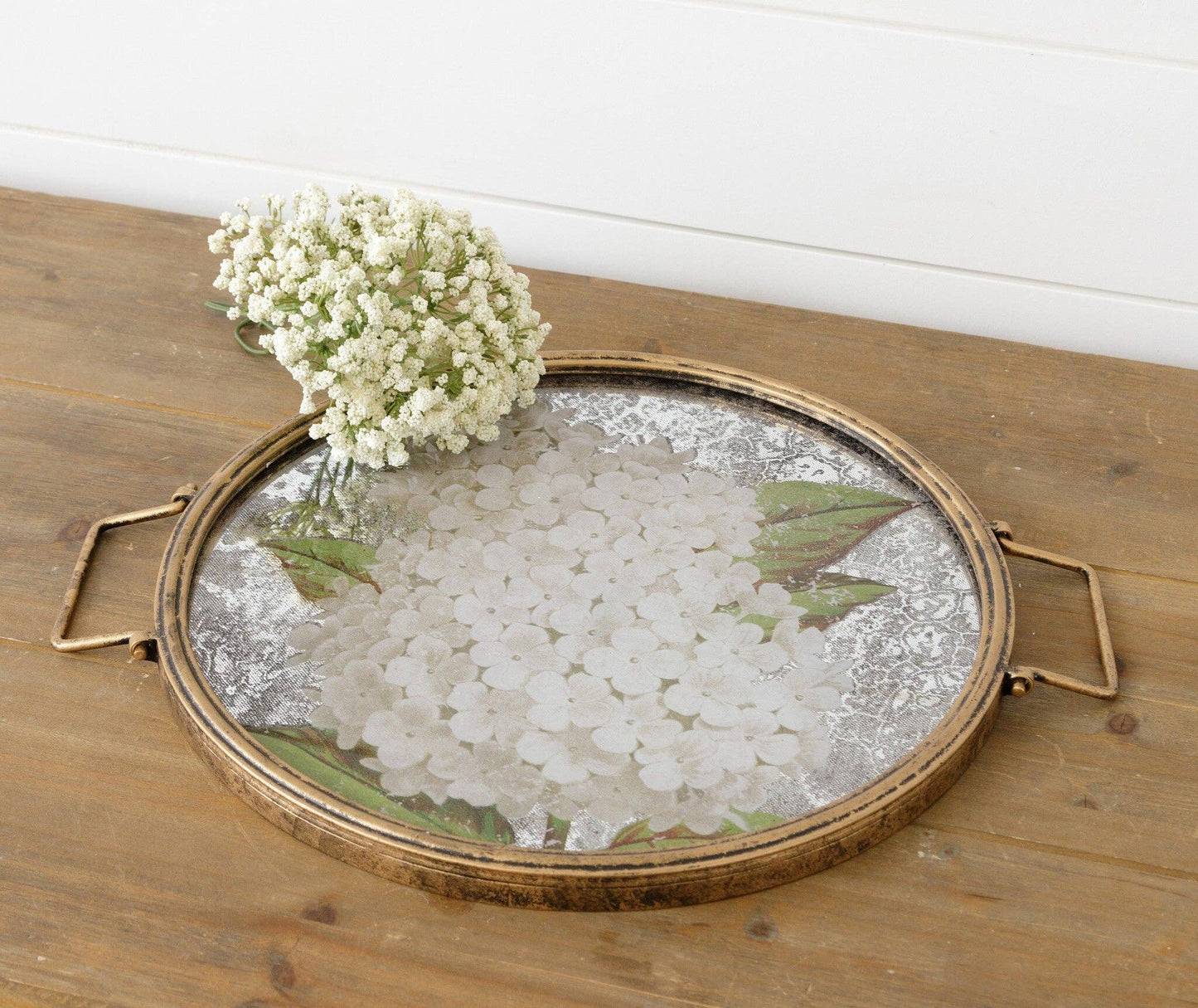 Glass Hydrangea Tray Wall Decor