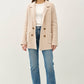 Textured Notched Collar Faux Double-Breasted Coat: Blush Beige