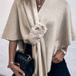 NINEXIS - CWOCAS0052_SOLID COLOR WOOL BALL CAPE KNITTED SHAWL: BLACK / (OS) 1
