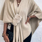 NINEXIS - CWOCAS0052_SOLID COLOR WOOL BALL CAPE KNITTED SHAWL: BLACK / (OS) 1