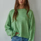 By Together - W2114 | Knit Sweater Rolled Round Neck Pullover Top: Green / L