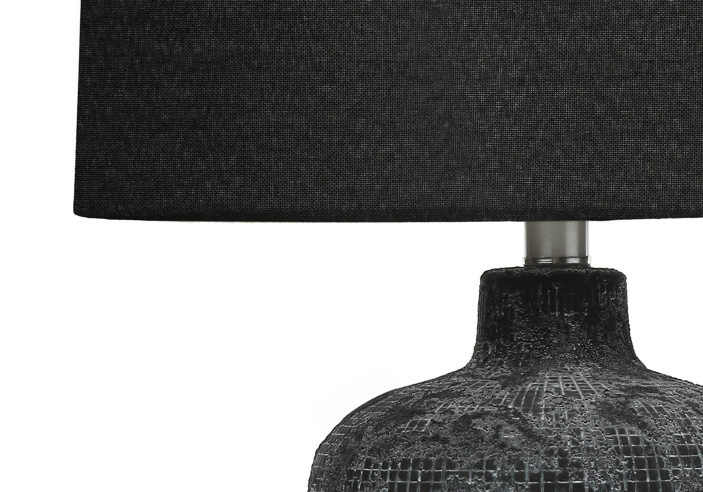 Black Ceramic Round Table Lamp With Black Drum Shade- 24"