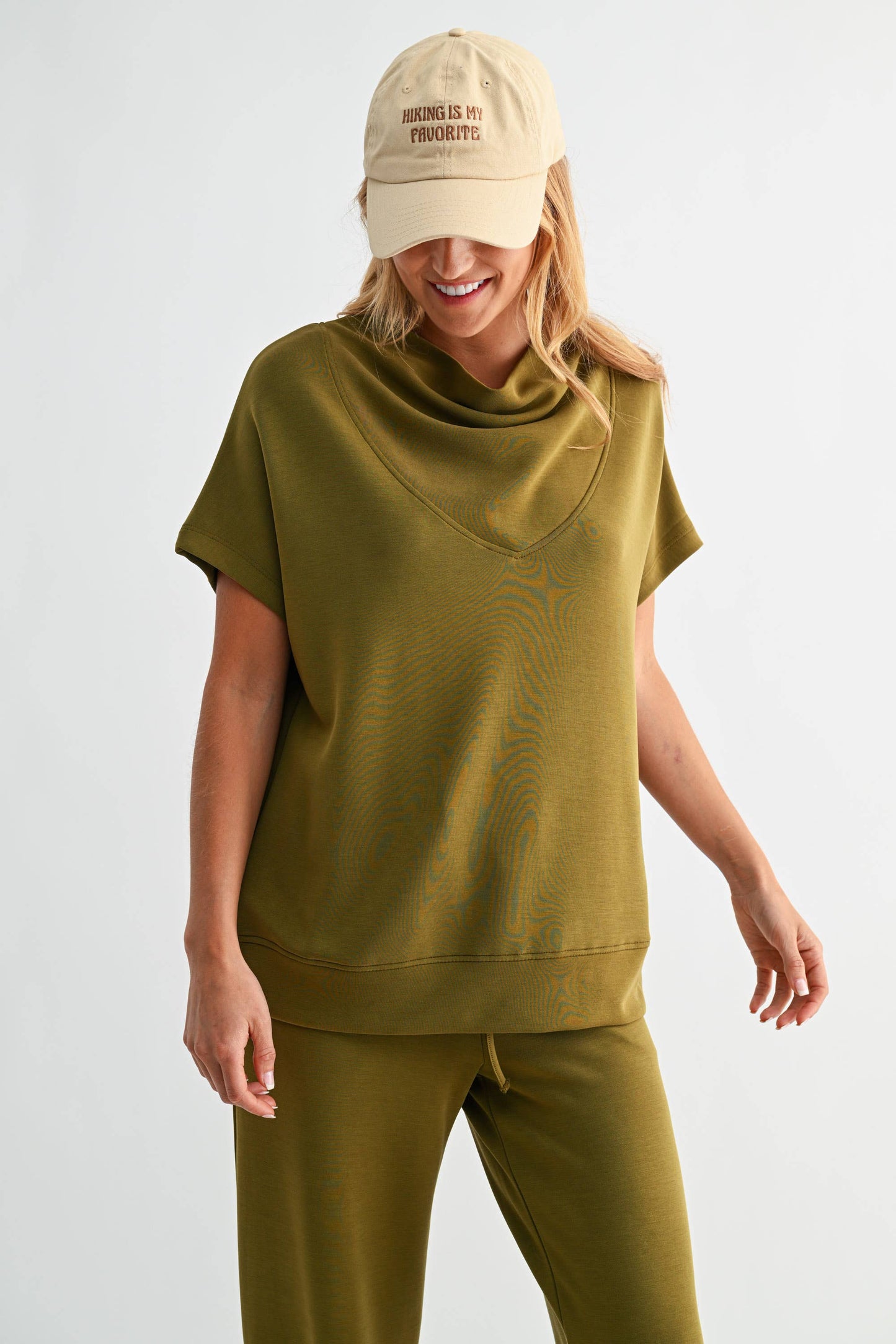 Laguna Cowl Neck Top: DARK PLUM