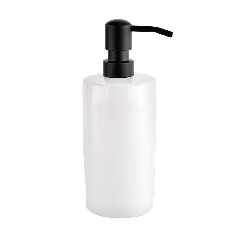 White Stoneware Hand Soap Dispenser- 15 oz