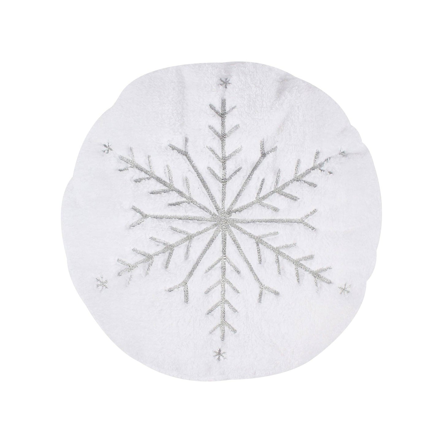 O Christmas Tree Round Metallic Snowflake Pillow: Round