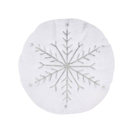 O Christmas Tree Round Metallic Snowflake Pillow: Round