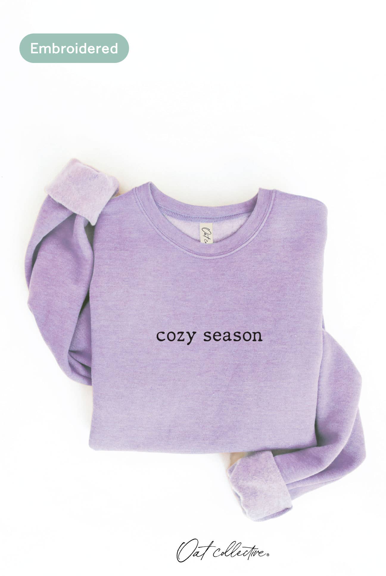 OAT COLLECTIVE - EMBROIDERED COZY SEASON Sweatshirt : VINTAGE WHITE LONG SLEEVE / M