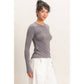 Crew Neck Long Sleeve Top: CHARCOAL