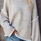 Casual Crew Neck Pullover Long Sleeve Sweater: GREY