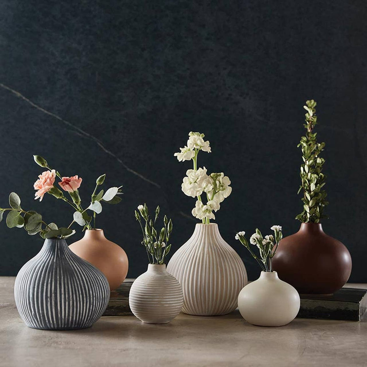 47th & Main (Creative Brands) - Matte Coffee Ceramic Bud Vase: Ceramic / 4.5" Dia x 4" H