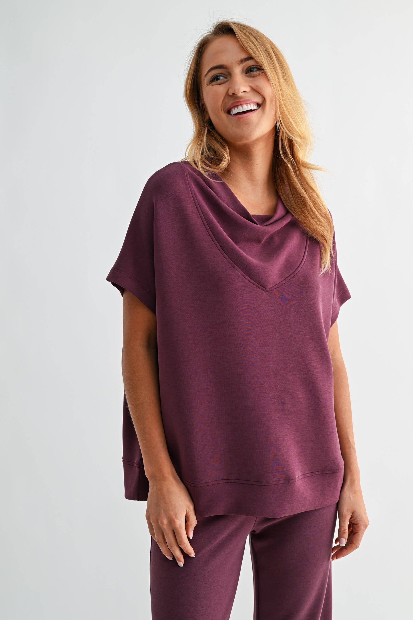 Laguna Cowl Neck Top: DENIM