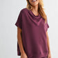 Laguna Cowl Neck Top: GARNET RED