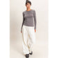 Crew Neck Long Sleeve Top: CHARCOAL