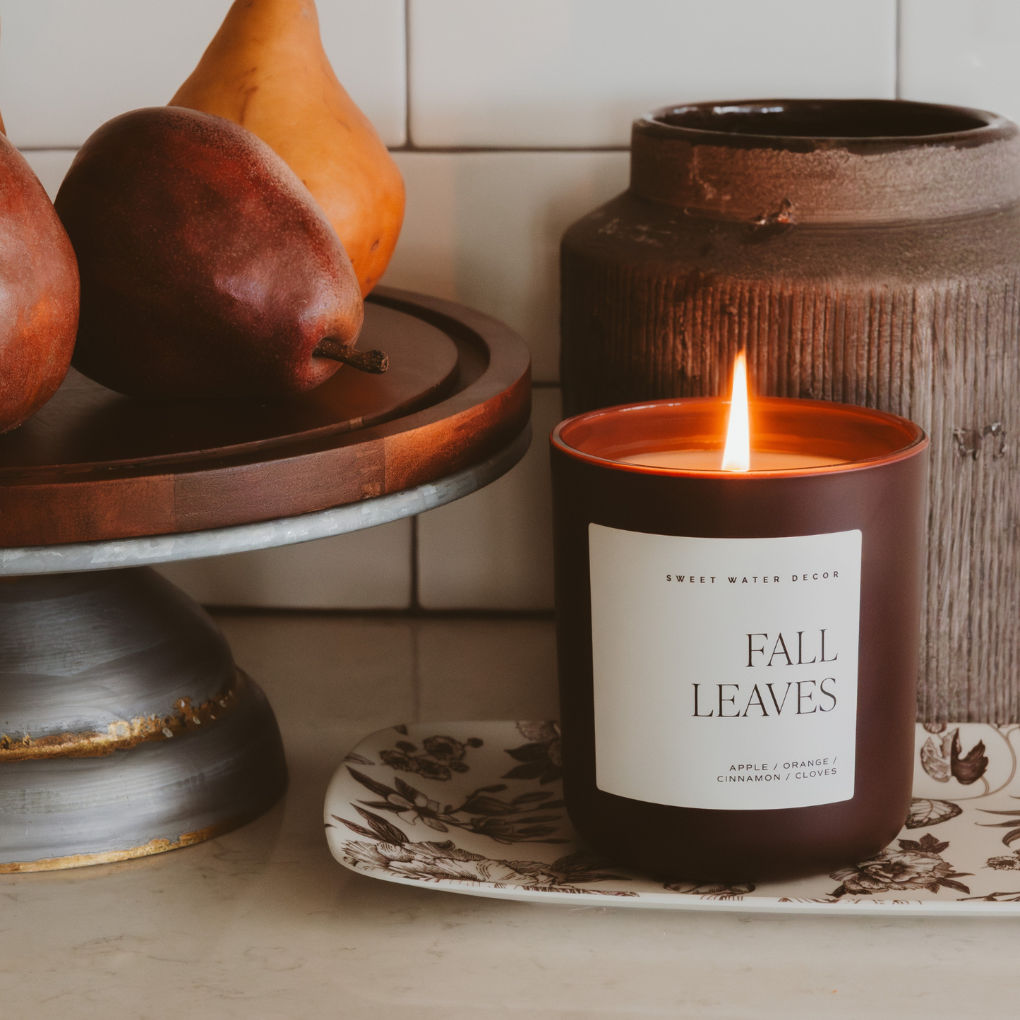 Candle: Fall Leaves 15 oz Candle, Matte Jar
