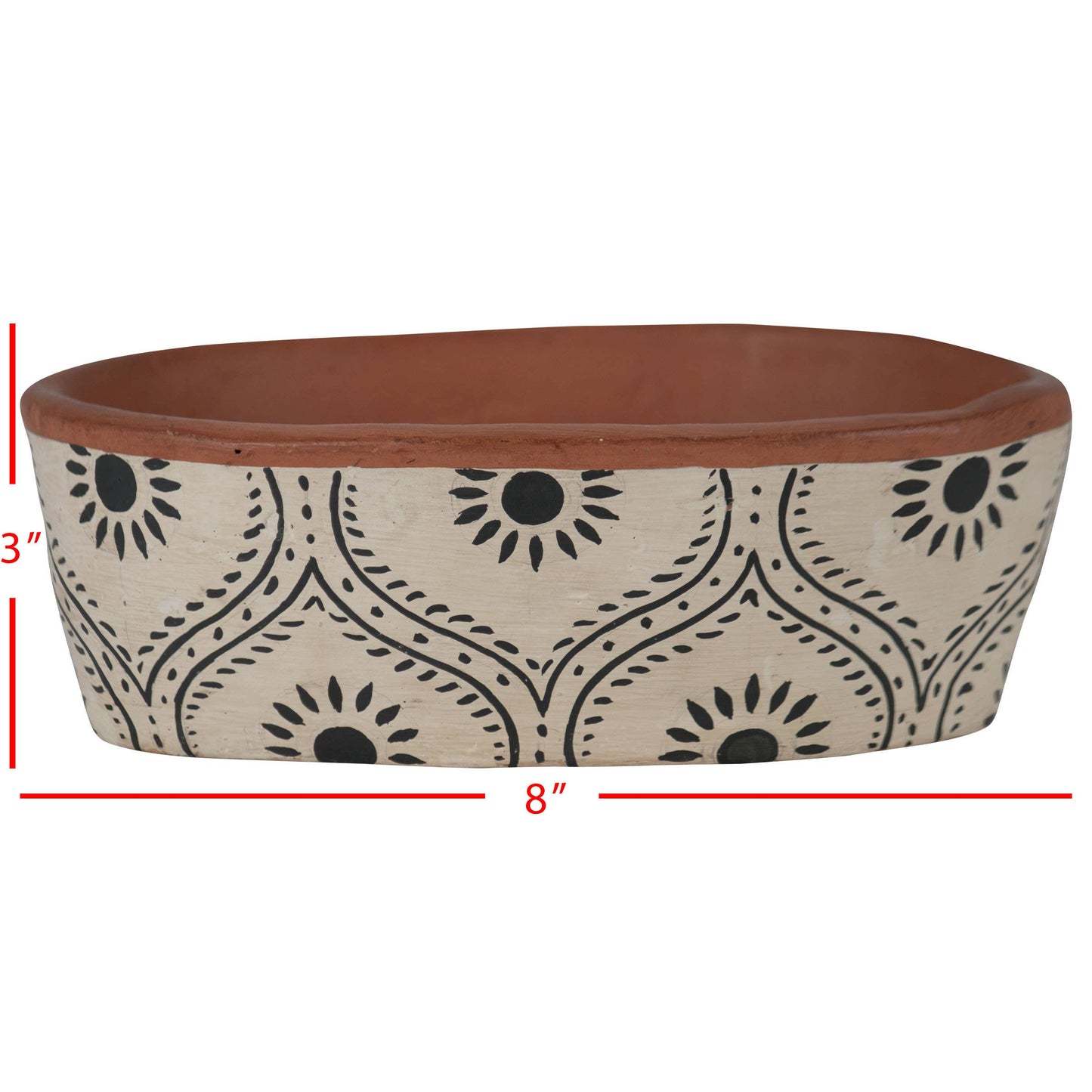 Jenica Oval Terracotta Planter Hand Painted Floral
