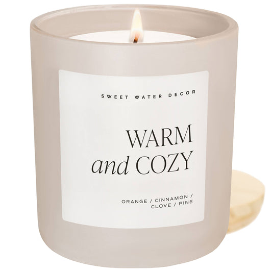 Candle: Warm and Cozy 15 oz Soy Candle, Matte Jar