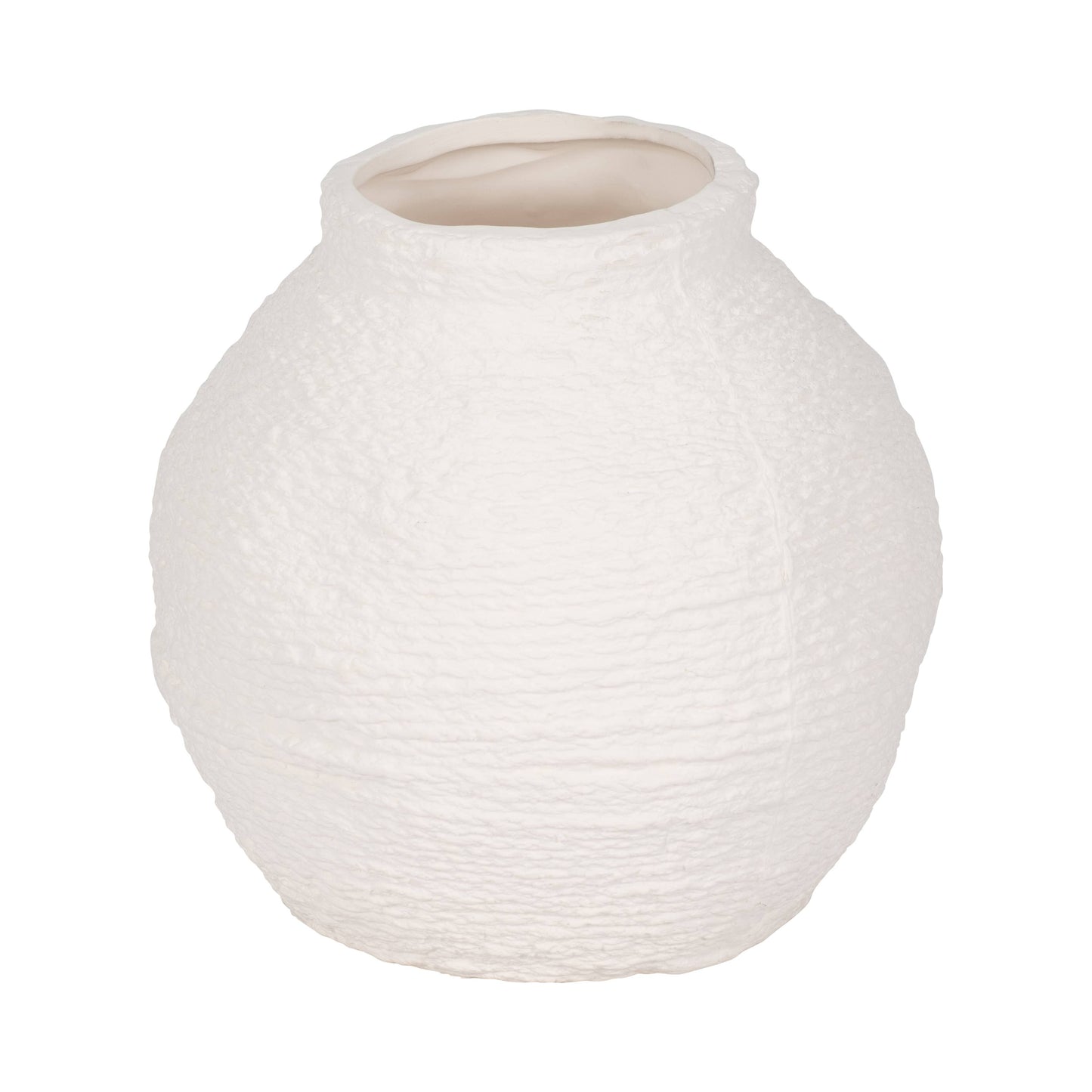 Sagebrook Home - Decorative Vase - White Ceramic Woven Textured Coastal, 7 in
