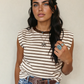 Indie & Co. | Women's Apparel - Serena Stripe Loose Tank Top - Brown | Tank Top | Loose Fit: Rayures marron / 95 % coton+5 % élasthanne / XL