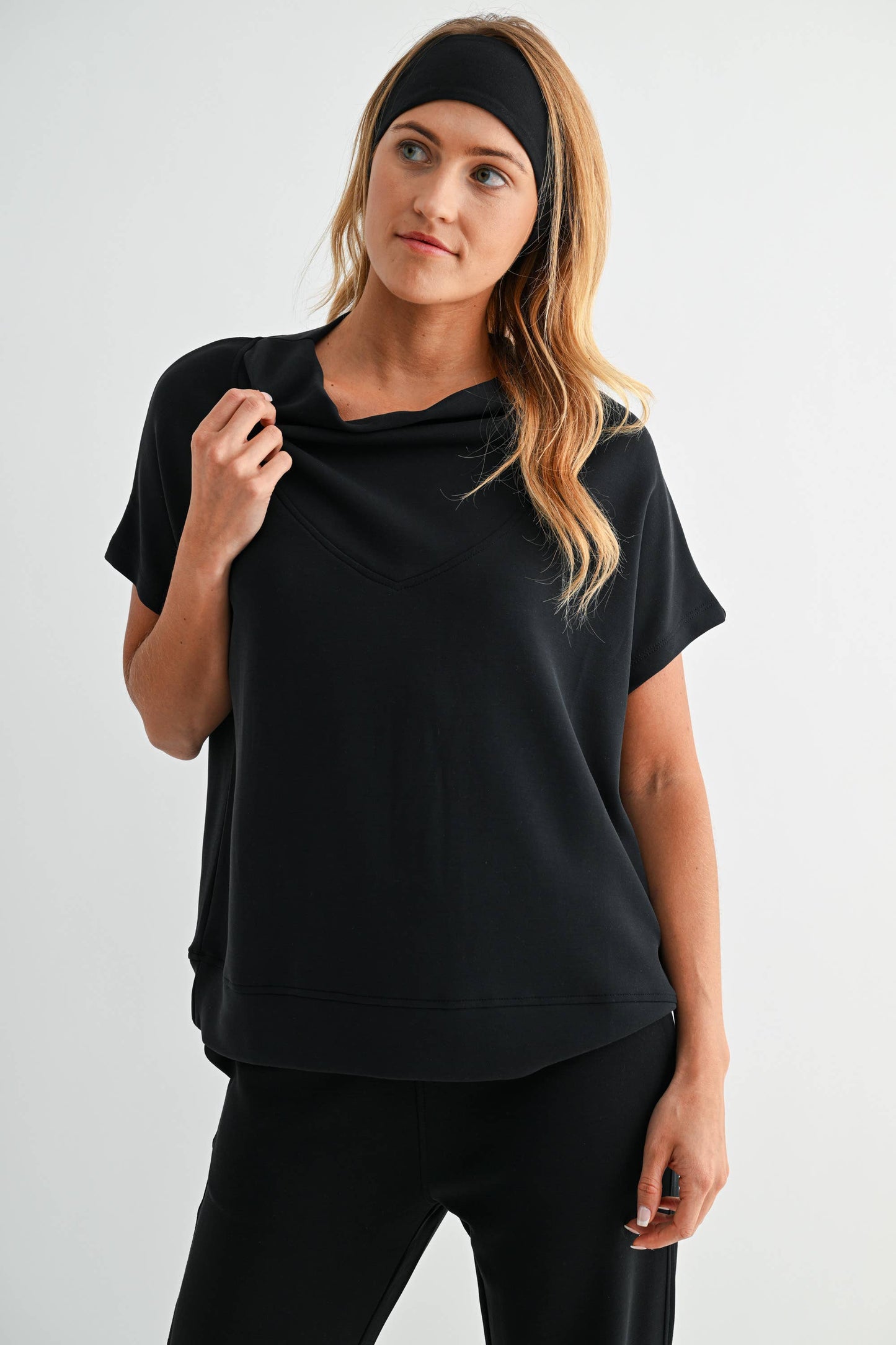 Laguna Cowl Neck Top: GARNET RED