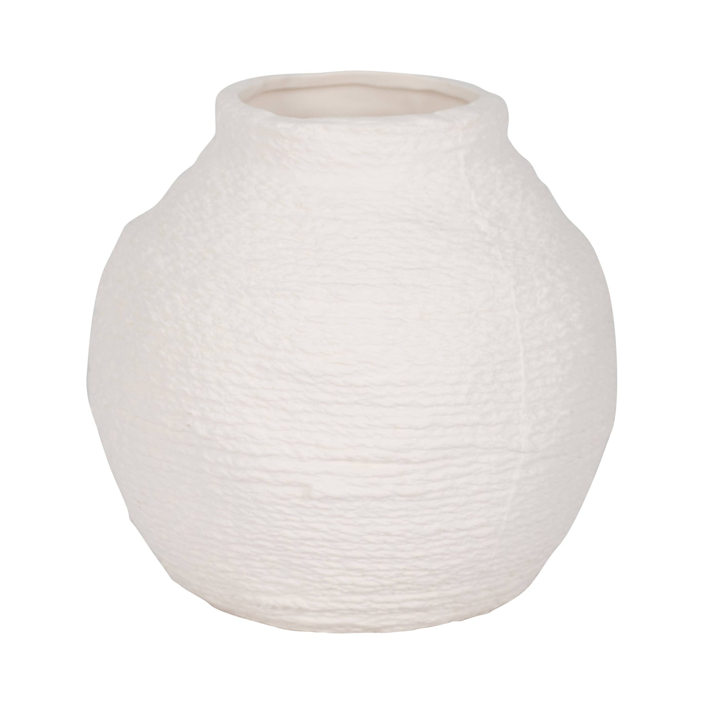 Sagebrook Home - Decorative Vase - White Ceramic Woven Textured Coastal, 7 in