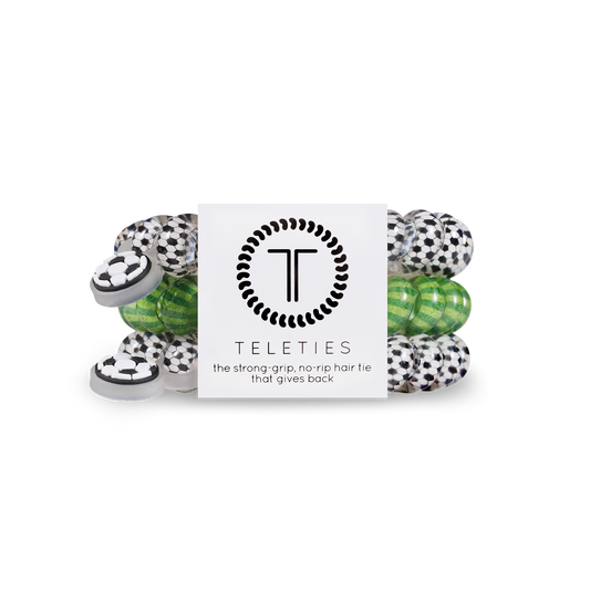 TELETIES - Spiral Hair Coils | Large | Soccer Hair Ties