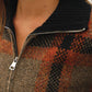 Be Cool - PLAID ZIP UP SWEATER JACKET : BLUE / M