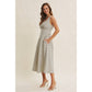 in february - SOFT-GLOW COTTON BLEND LUREX STRIPE FIT AND FLARE MIDI DRESS: RED / M