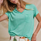 Urban Daizy - Rolled Sleeve V-Neck Pocket Tee: IVORY / S-2/M-2/L-2