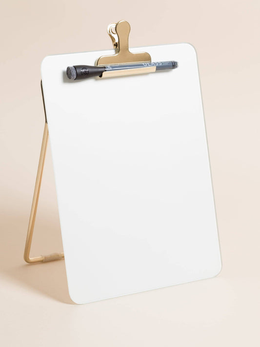 Glass + Gold Desktop Dry Erase Easel, 8.5" x 11"