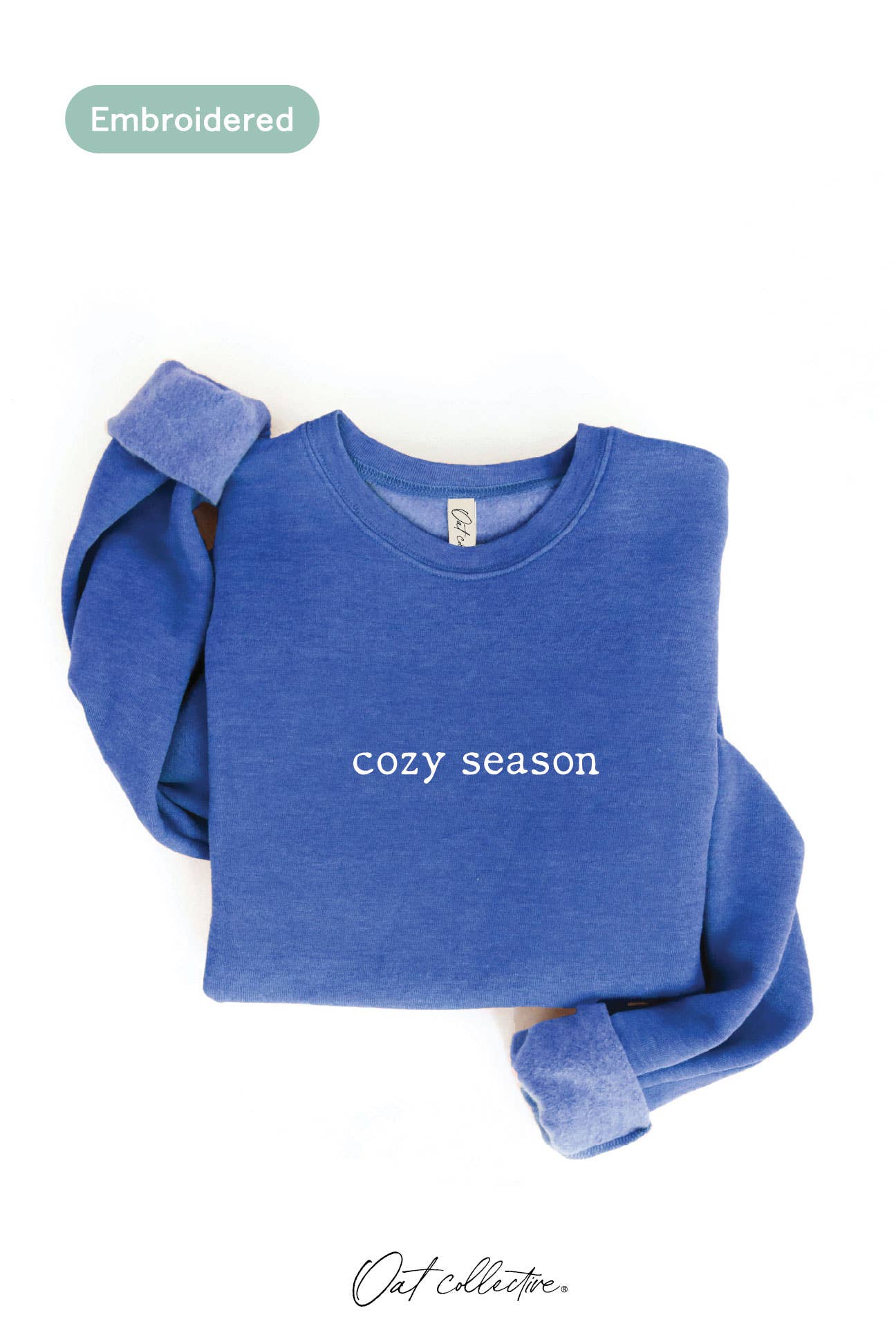 OAT COLLECTIVE - EMBROIDERED COZY SEASON Sweatshirt : VINTAGE WHITE LONG SLEEVE / M