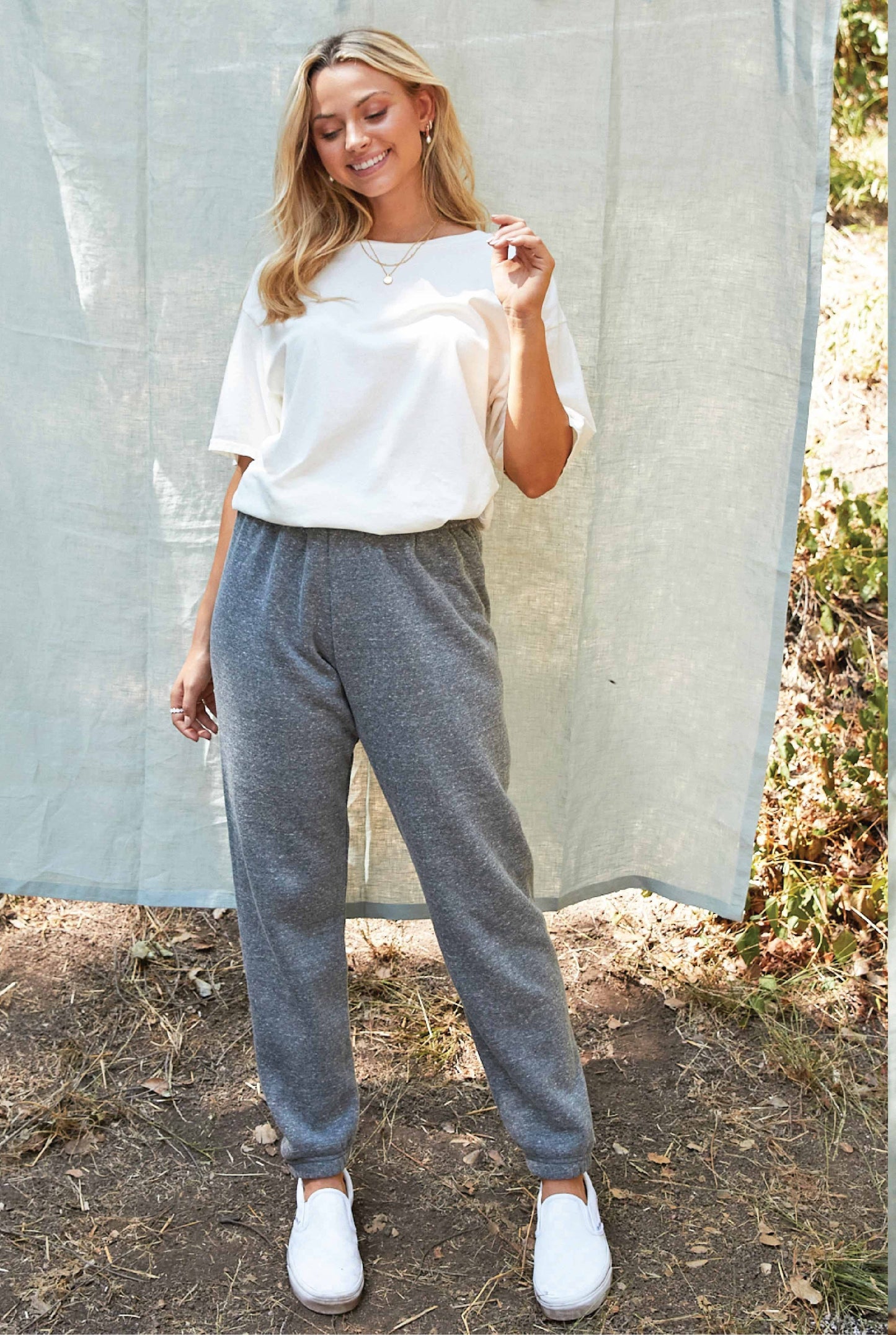 Basic Solid Sweatpants: HEATHER DUST