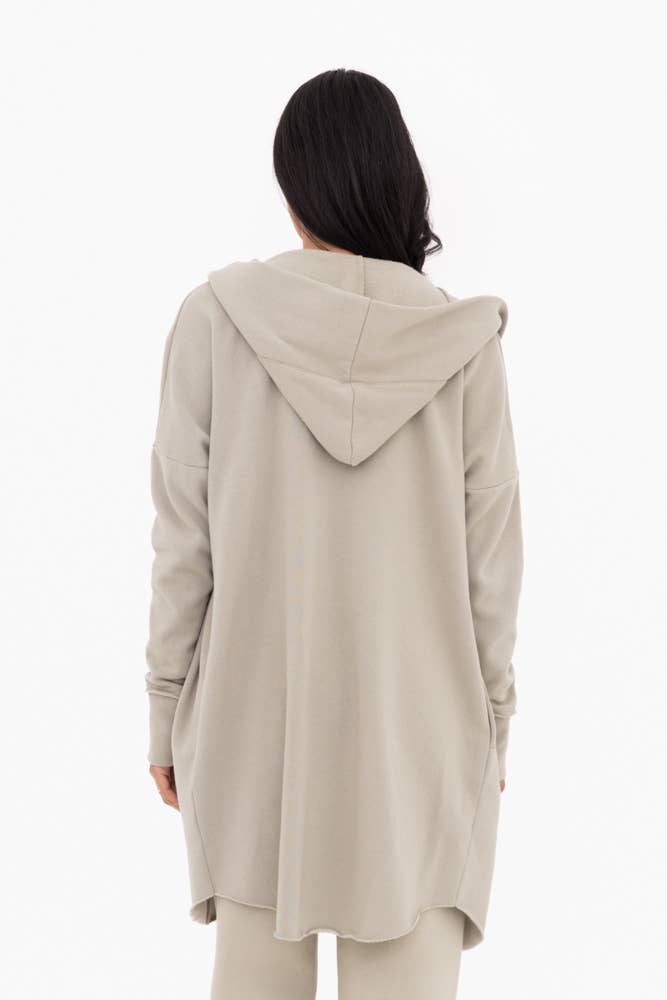 Open Front Longline Hoodie Cardigan: MARSH