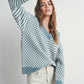 Frenchy Checker Pattern Drop Shoulder Sweater: IVORY / BLUE