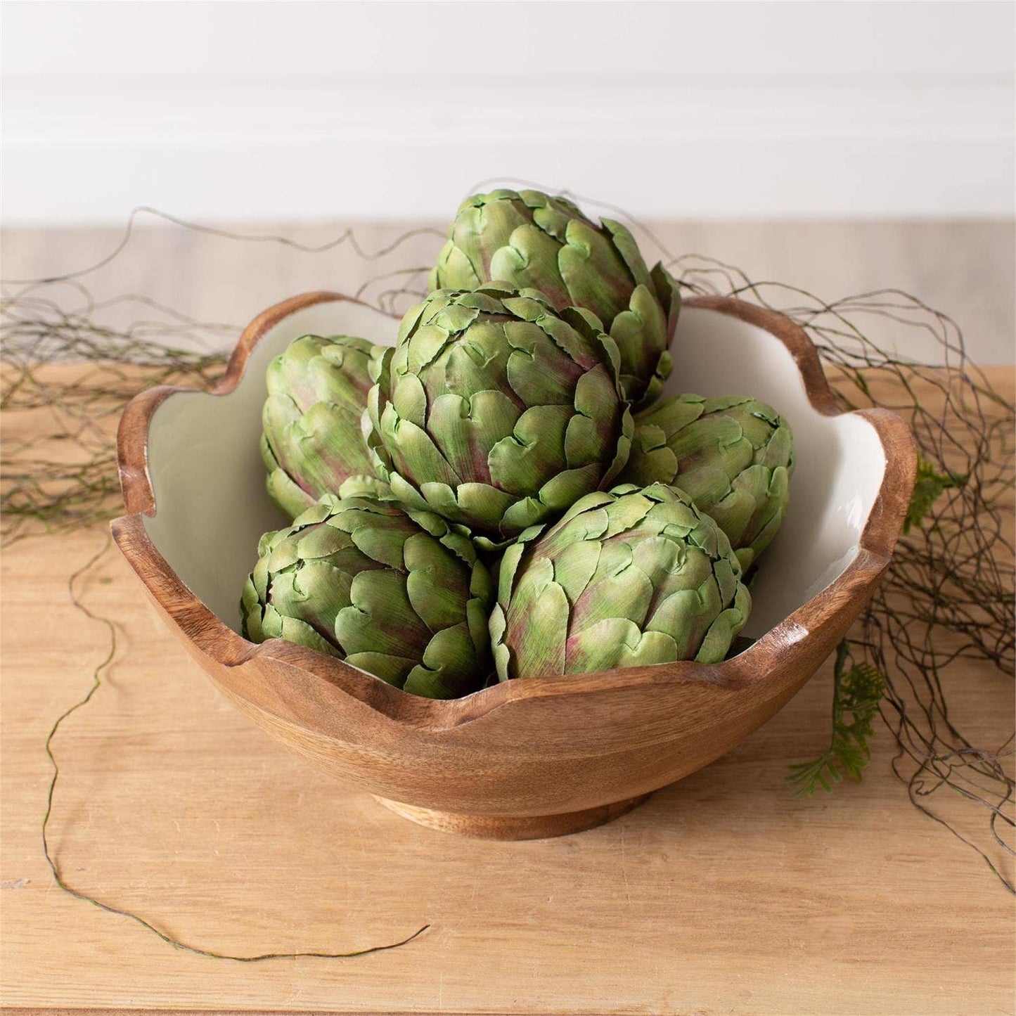 Green & Burgundy Faux Artichoke