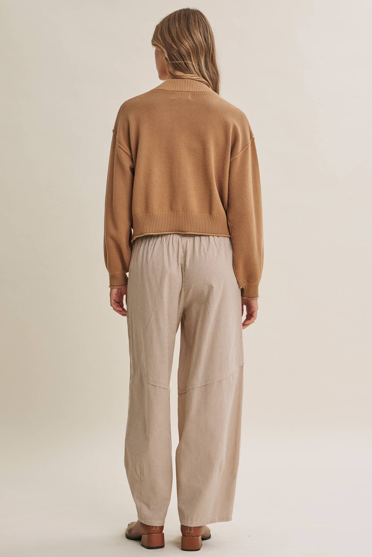 in february - EVERYDAY ESEENTIAL EASY LAYERING BALLOON SLV WAFFLE CARDIGAN: ROSEWOOD / M