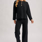 Textured Knit Top & Pants Set: BLACK