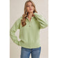 in february - MORNING LIGHT UPLIFTING SOFT PASTEL POLO SWEATER TOP: BUTTER YELLOW / M