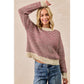 BiBi - TWO TONE STRIPED SWEATER TOP: CHARCOAL / S