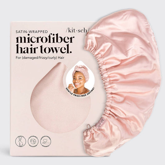 Satin-Wrapped Hair Towel - BLUSH