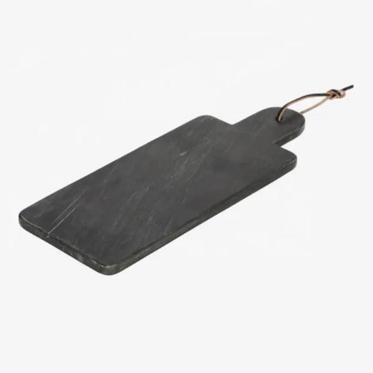 Black Marble Serving Board with Leather Strap