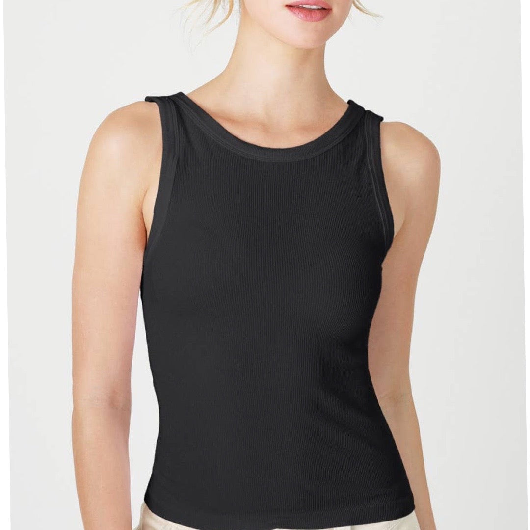 Reversible Ribbed Tank Top: Black or White