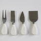 White Marble Cheese Knives Gift Set