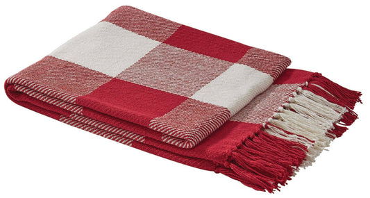 Wicklow Check Throw  - Red/Cream